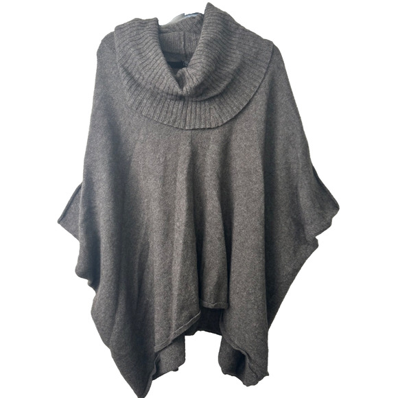 Eileen Fisher Poncho Sweater Womens S/M Beige Merino Wool Yak Designer Cowl B18 - Picture 1 of 6